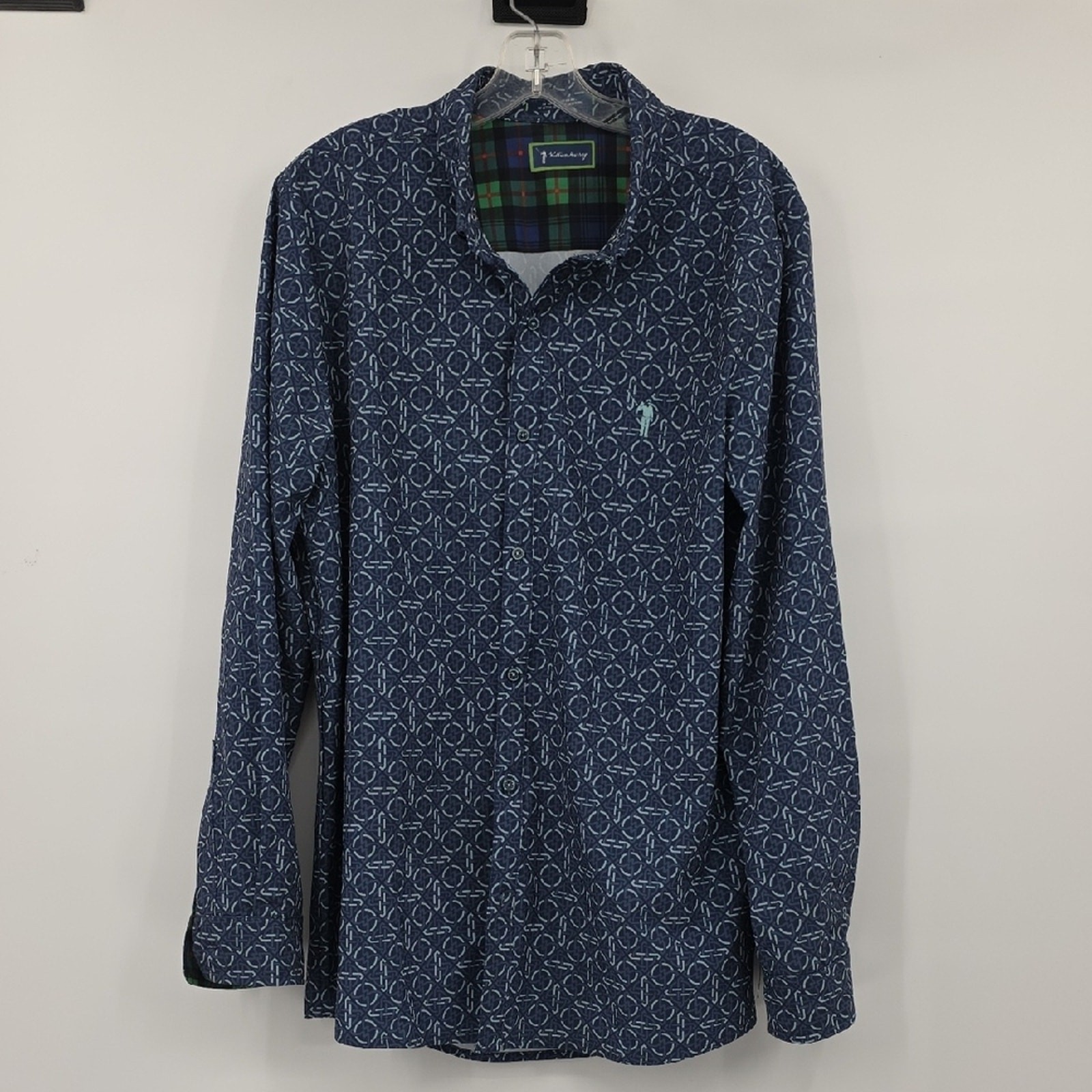 William Murray Golf Blue Patterned Button Down Sh… - image 1