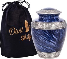 Cremation Urn for Adult Human Ashes - Large Handcrafted Funeral blue