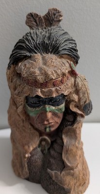 Native American Indian Chief Painted Statue Figurine  7'' Plus Tall