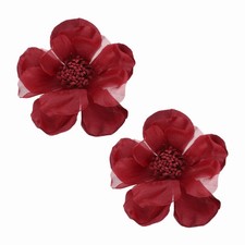 Large Fabric Flower Brooches Pins, 2Pcs Rose Flower Brooch, Wine Red