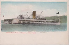 Hudson River Day Line Steamer New York NY Paddlewheeler Riverboat Postcard