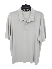 Travis Mathew Golf Shirt Mens XL Light Gray Stripe Short Sleeve Performance