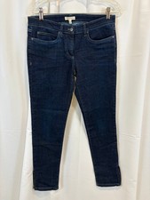 NEW Eileen Fisher Organic Cotton Straight Jeans Blue Dark Wash Denim Ankle Zip