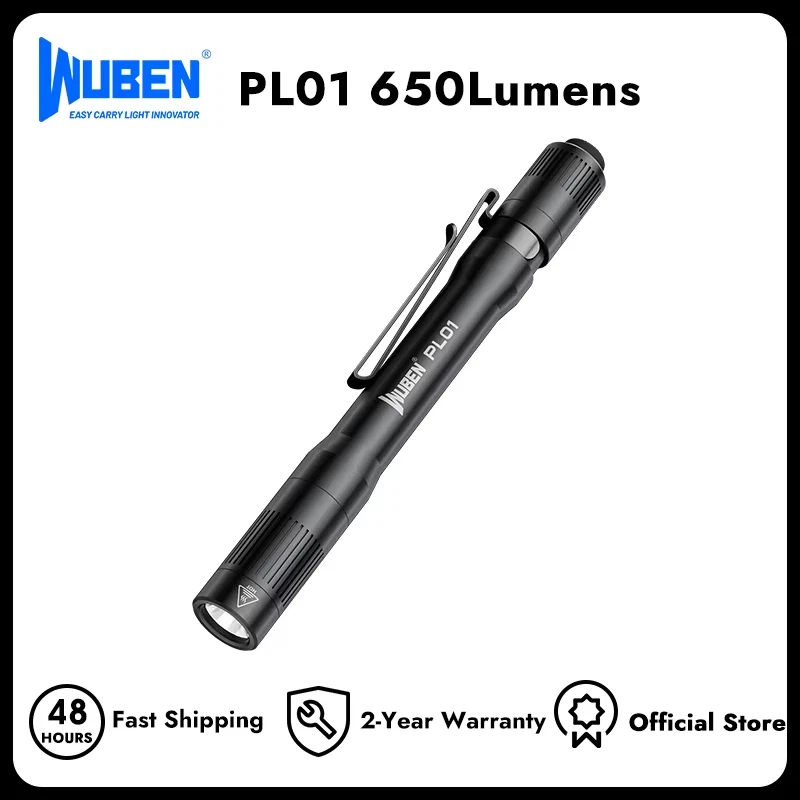 WUBEN PL01 Pen Light, 650 Lumens Pocket EDC Flashlight Rechargeable, Bright LED