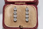 Vintage Circa 1990s 18k Gold Natural Diamond Decorated Drop Earring
