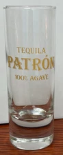 12 Tequila PATRON Gold Printed  Logo 4" Tall  Clear Shot Glasses Bakers dozen +