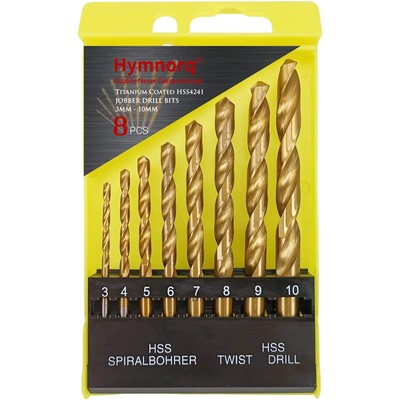 Hymnorq 3 to 10Mm Metric Titanium Coated HSS Twist Drill Bit Set of 8Pcs