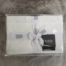 Piu Belle Luxury Cotton Fine Linens Embroidered Eyelet King Sheet Set White