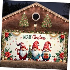 16 7ft Christmas Gnomes Garage Door Banner Decorations Merry White Gnomes
