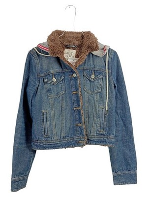 Thread & Supply Jeansjacke Teddyfutter Kapuze Damen Gr. S Blau