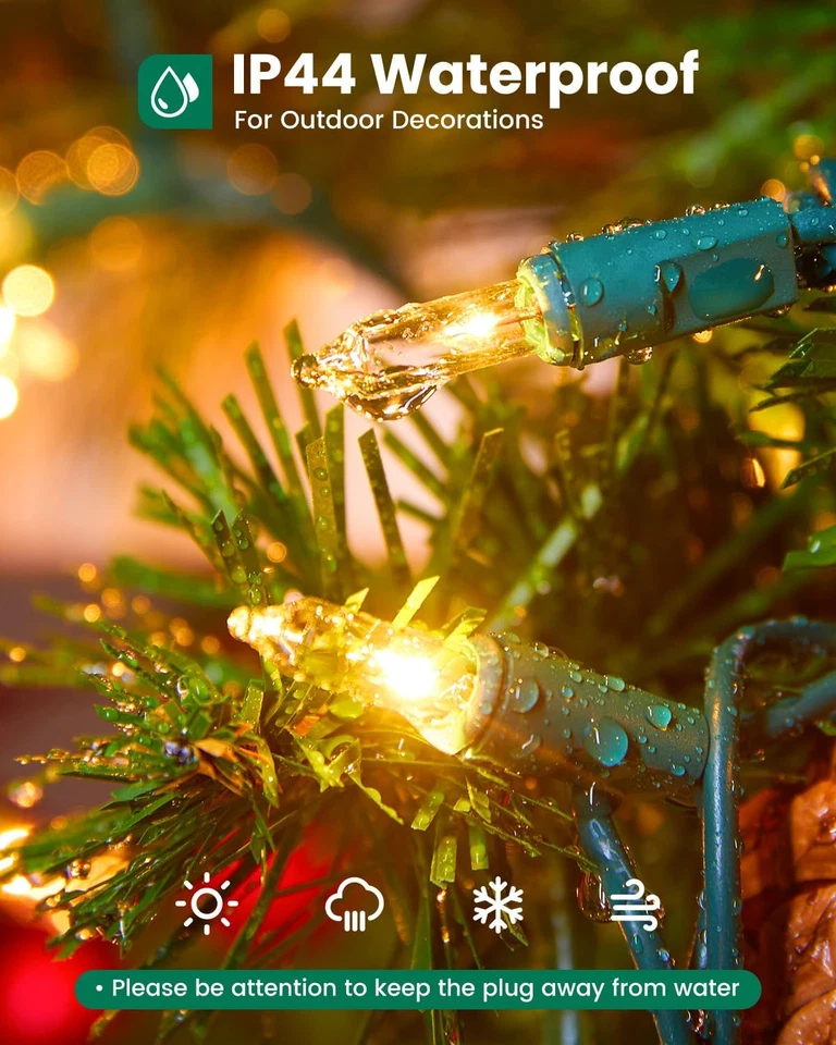 Clear Christmas String Lights 100 Count 25 Feet Incandescent Bulb Mini Lights fo - Image 3 of 4