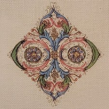 Victorian Floral Fleur De Lis Needlepoint Canvas in 18 ct Unused