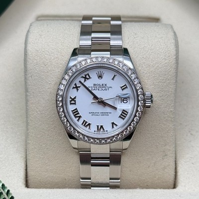 Rolex Lady-Datejust NEW 2025 White Roman Stainless Steel Diamond Bezel Oyster
