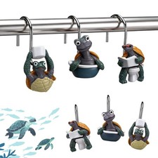 12 Pcs Turtle Shower Curtain Hooks Decorative Funny Turtle Shower Curtain Rin...