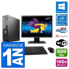 PC Fujitsu D556 DT Ecran 27" Intel G4400 RAM 16Go Disque 500Go Windows 10 Wifi