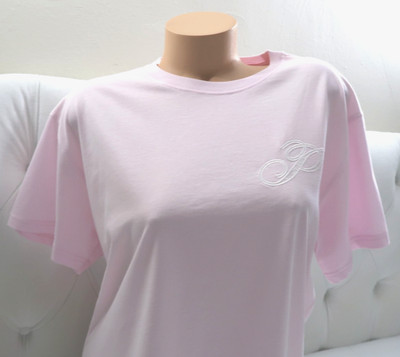 Victoria's Secret PINK Short Sleeve Campus Cotton Tee  Pink Tulip P Logo L NEW