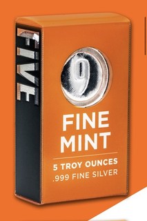 5 oz .999 Silver Bar 9Fine Mint In Box Silver Bullion