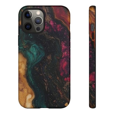 Phone Ink - Purple Green Gold Resin Fluid Case for iPhone/Galaxy/Pixel