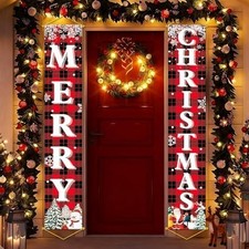Christmas Decorations Outdoor Yard, outside Front Porch Sign Set with Lights, Re