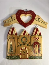 Vintage Christmas Handmade Painted Holiday Wood Folk Art Merry Christmas Plaque