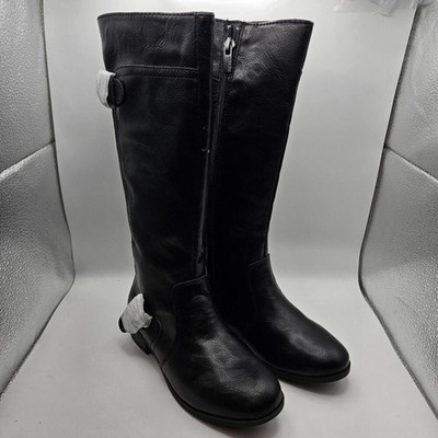 NEW Nine West Girls Sookie Black Calf Boots Riding Equestrian Tall Size 1M READ