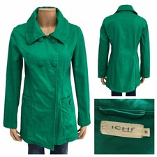 Ichi Women’s Green Cotton Double Breasted Pea Coat Size M