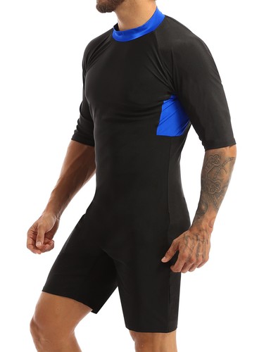 Mens Swimwear One-Piece Surfing Swimsuit Stretchy Racer Back Zipper Jumpsuit - Picture 50 of 72