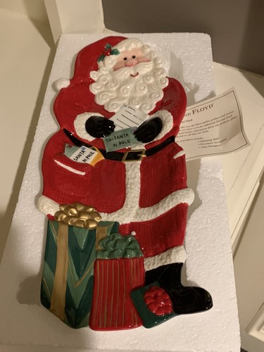 Fitz & Floyd Santa Hand Painted Snack Server Tray Therapy Tray Tid Bit Dish NIB - Picture 2 of 6