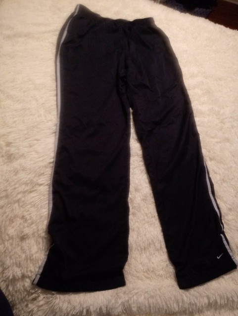 women's black track pants with white stripe
