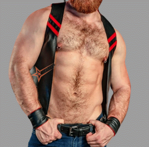 Men’s Genuine Lambskin Leather Bikers Vest Bar Vest Black And Red Color - Picture 1 of 5