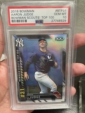 2016 BOWMAN SCOUTS TOP 100 Aaron Judge #BTP31 RC PSA 10 NY Yankees MLB Mint