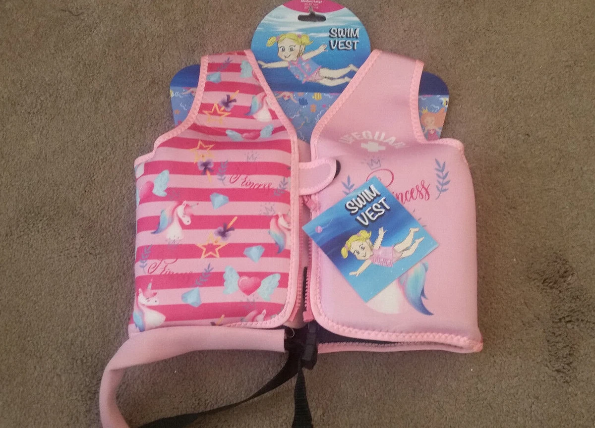 Baby girl deals swim vest