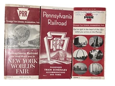PRR Time Tables Vintage 1964 and 1967 NY World's Fair Map Broadway Lot of 3