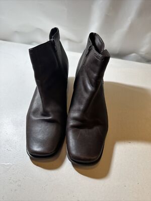 Croft & Barrow Brown Thora Leather Square Toe Ancle Boots Sz 11