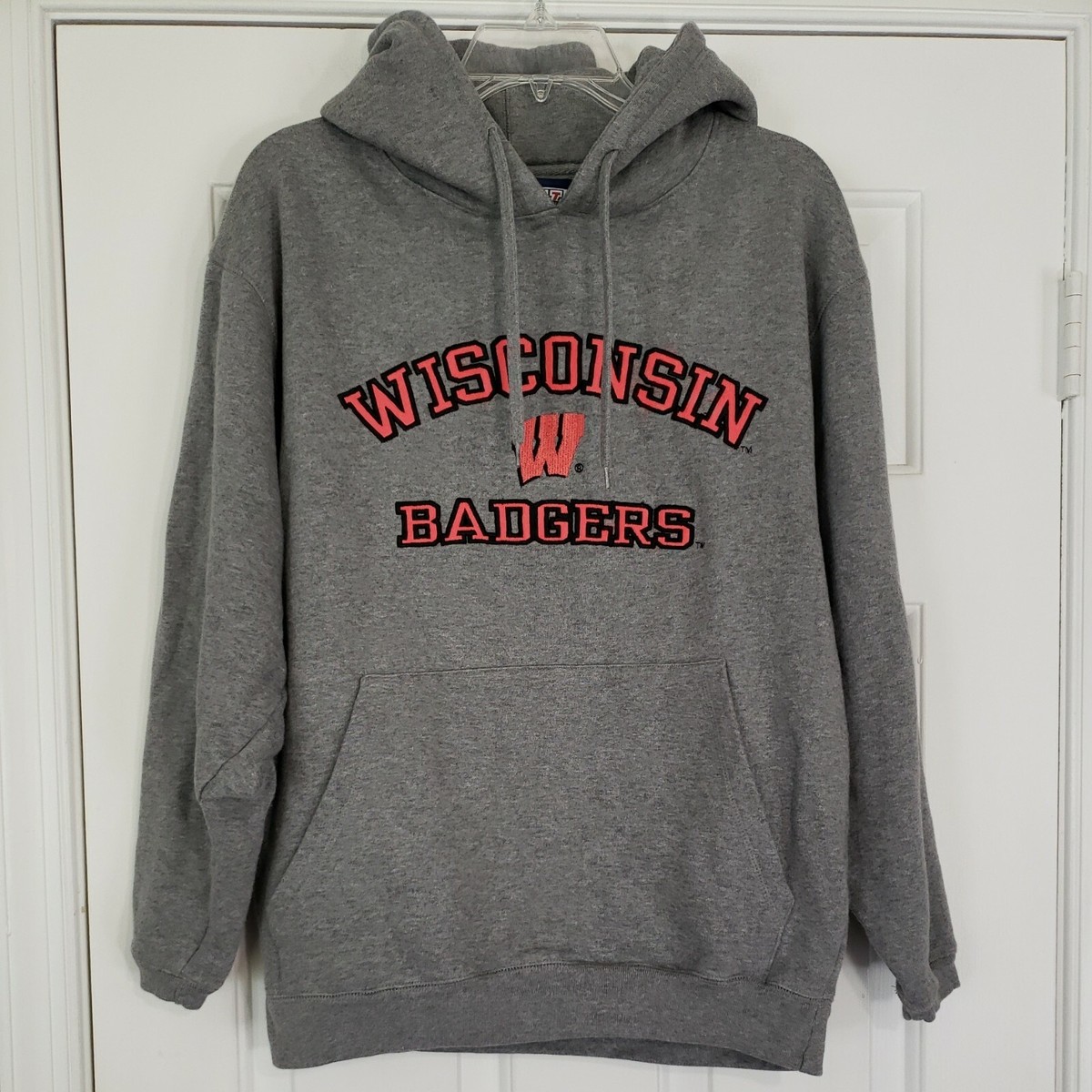 Vintage Varsity Cadre Wisconsin Badgers Stitched Hoodie Sweatshirt