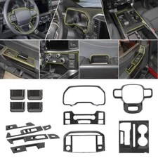 Carbon Fiber Interior Decor Steering Wheel Door Trim Cover Set For Ford F150 21+