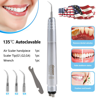 Dental Metal Ultrasonic Air Perio Scaler Handpiece Hygienist 4-Holes With 3 Tips