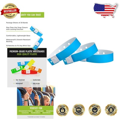 Durable Neon Blue Plastic Wristbands - 500 Count for Parties & Access Controls