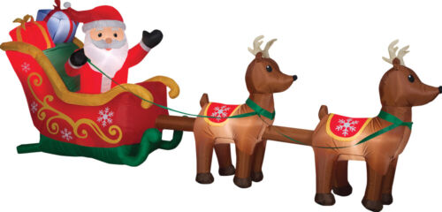RIESIGER 12,5 FUSS WEIHNACHTEN WEIHNACHTS-RENTIERSCHLITTENSCHLITTEN luftgeblasen aufblasbar EDELSTEIN - Bild 2 von 3