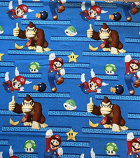 MARIO Nintendo FABRIC - Lot of 2 sections - each measures 58" long x 19" wide