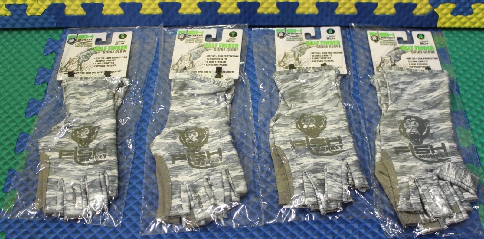 Fish Monkey Performance Half Finger Guide Glove FM11-GREYWTRCAM-CHOOSE YOUR SIZE