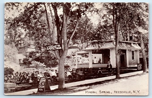 Keeseville New York Kent Street Mineralquelle Albany Eiscreme Schild Postkarte - Bild 2 von 3