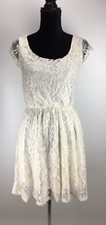 Minty Womens Dress Size M Medium Lace Ivory Cap Sleeve Elastic Waist J365