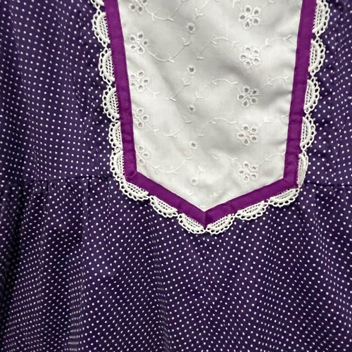 Hilda Hawaii Peasant Maxi Dress Eyelet Purple Polka Dot Vintage 70s Size XS S - Picture 6 of 16