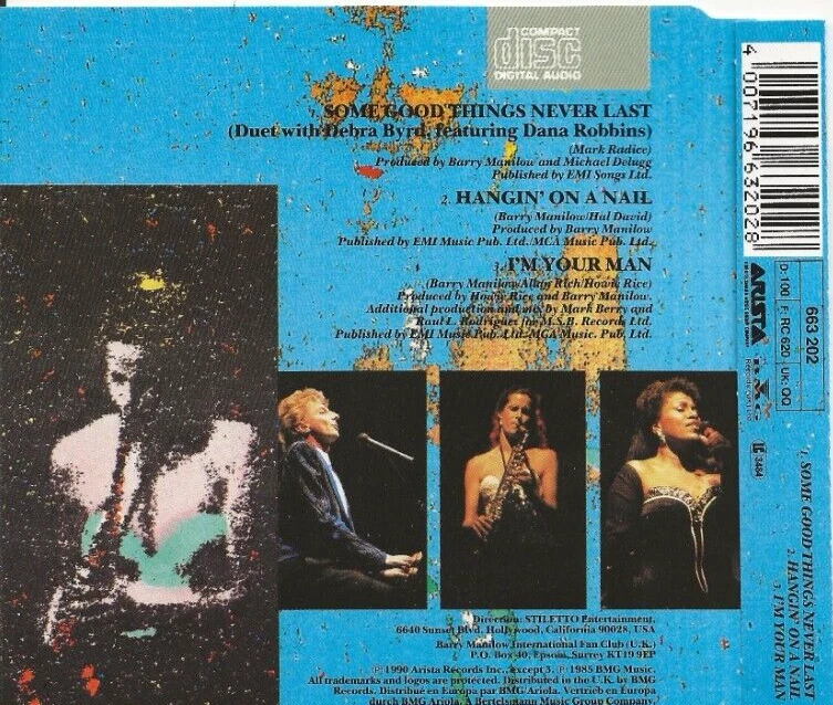 BARRY MANILOW SOME GOOD THINGS NEVER LAST 3-TRACK UK CD SINGLE, MINT - Image 2 of 2
