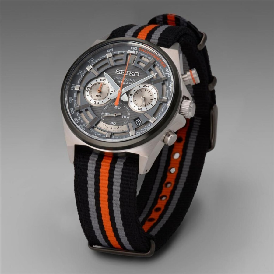 Brand New Seiko Quartz SSB403P1 Chronograph Gray Dial Tachymeter