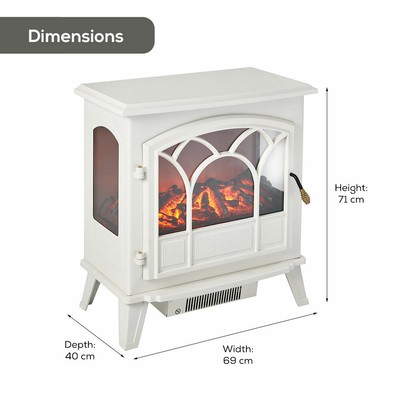 Freestanding Electric Stove Heater Wood Log Burner Cast Iron Effect LED  Flame | eBay