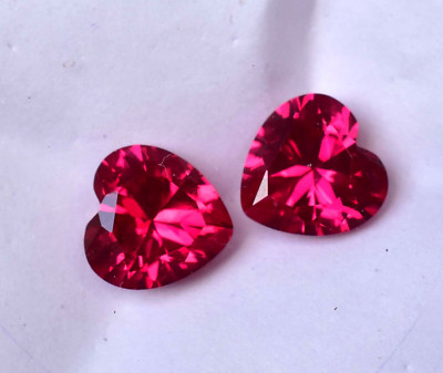 Pair Of Natural Top Red-Pink Ruby Heart Burma Certified Stunning Loose Gemstone