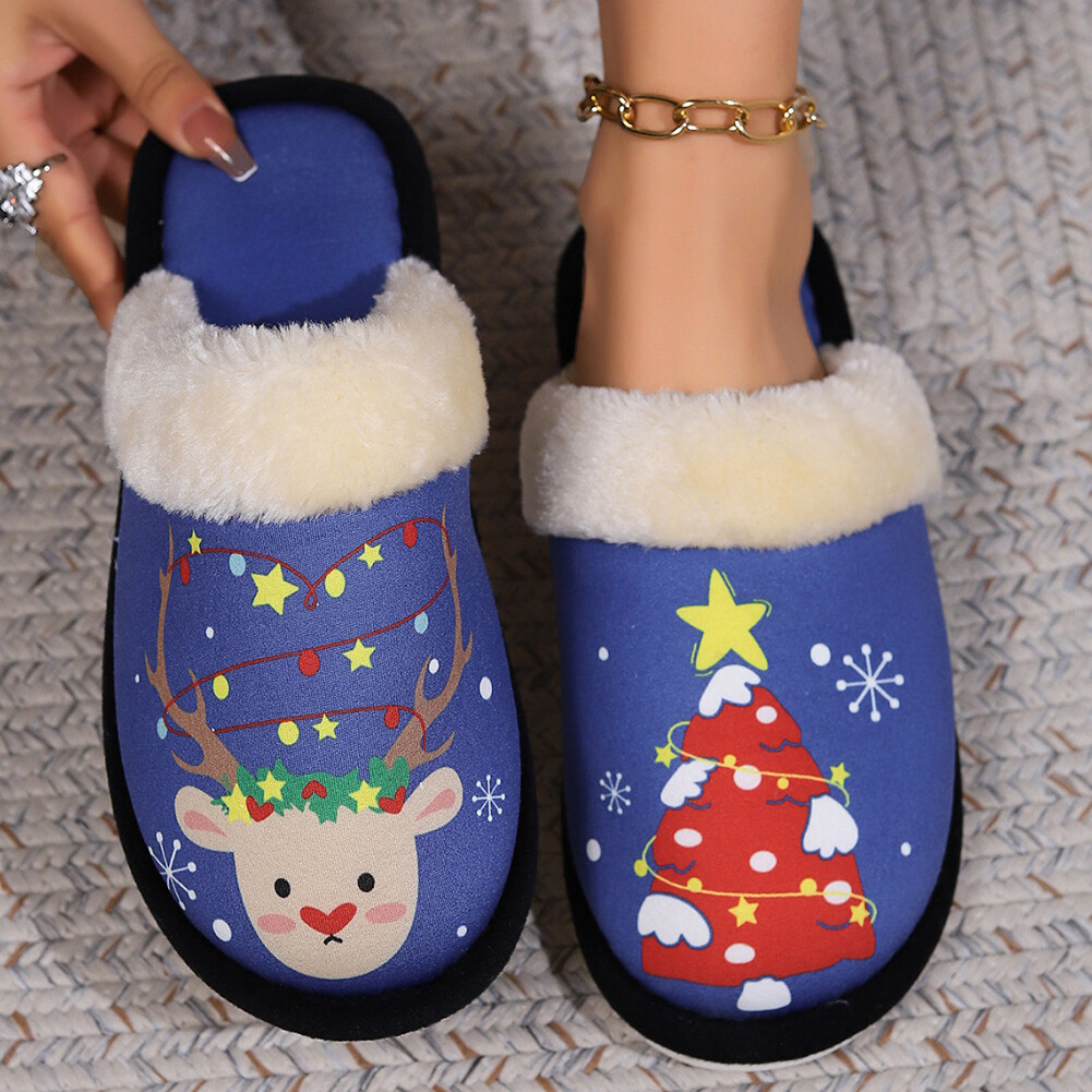 APL Pantofole calde natalizie antiscivolo alce pupazzo di neve morbide scarpe casa cartone animato per inverno
