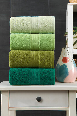 Handtuch-Set 4er Grün / Wawe 100% Baumwolle 400g/m² 50cm x 90cm